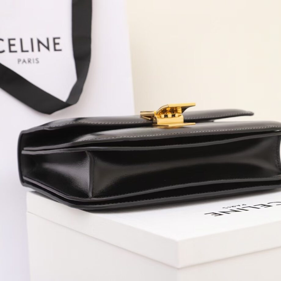 celine 189173 black tea classic bag in box calfskin