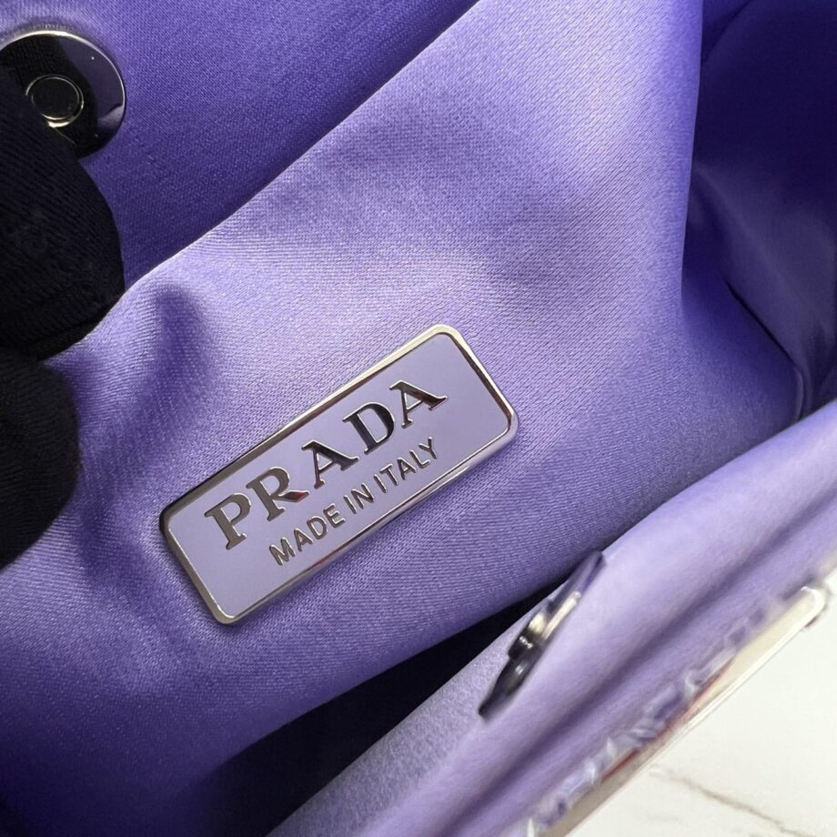 PRADA 1BC169 Purple Cleo Satin Bag With Crystals