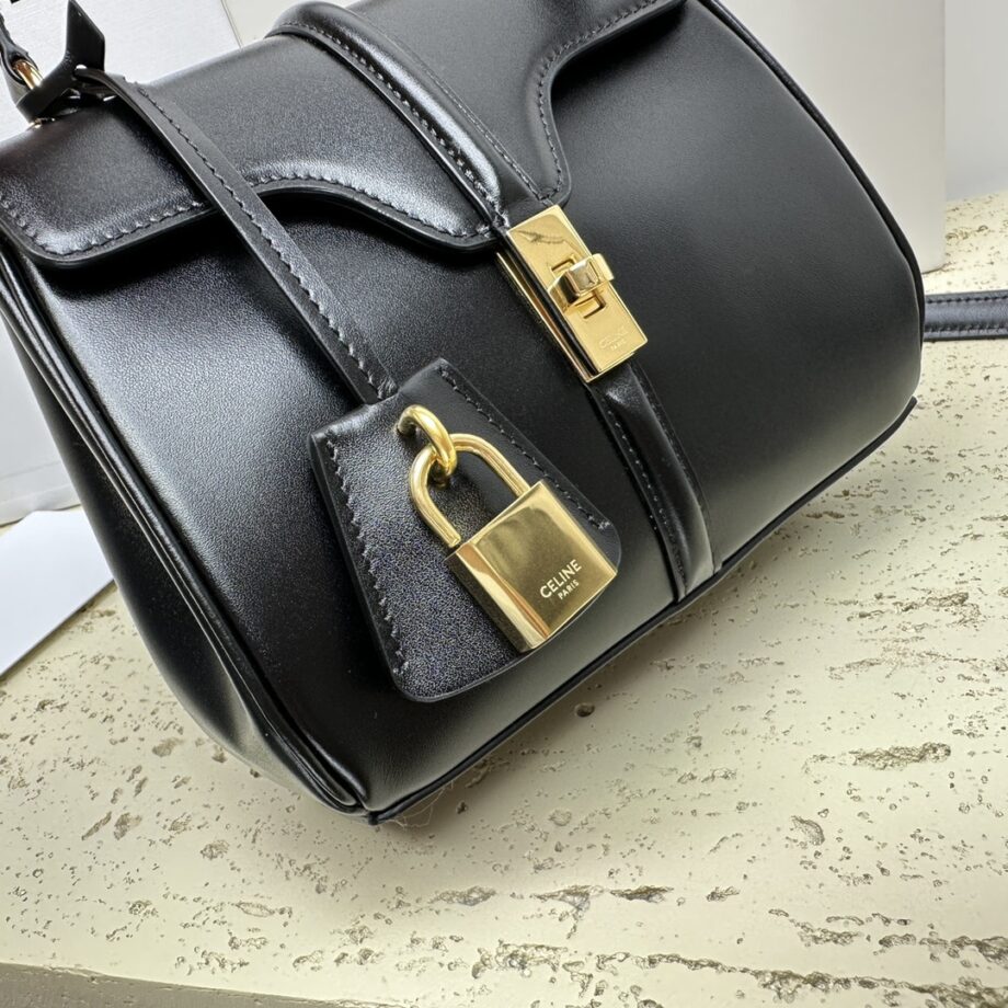 Celine 197983 Black Mini 16 In Satinated Calfskin