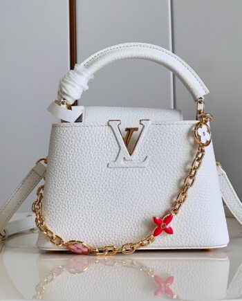 Louis Vuitton M22375 White Capucines Mini Handbag