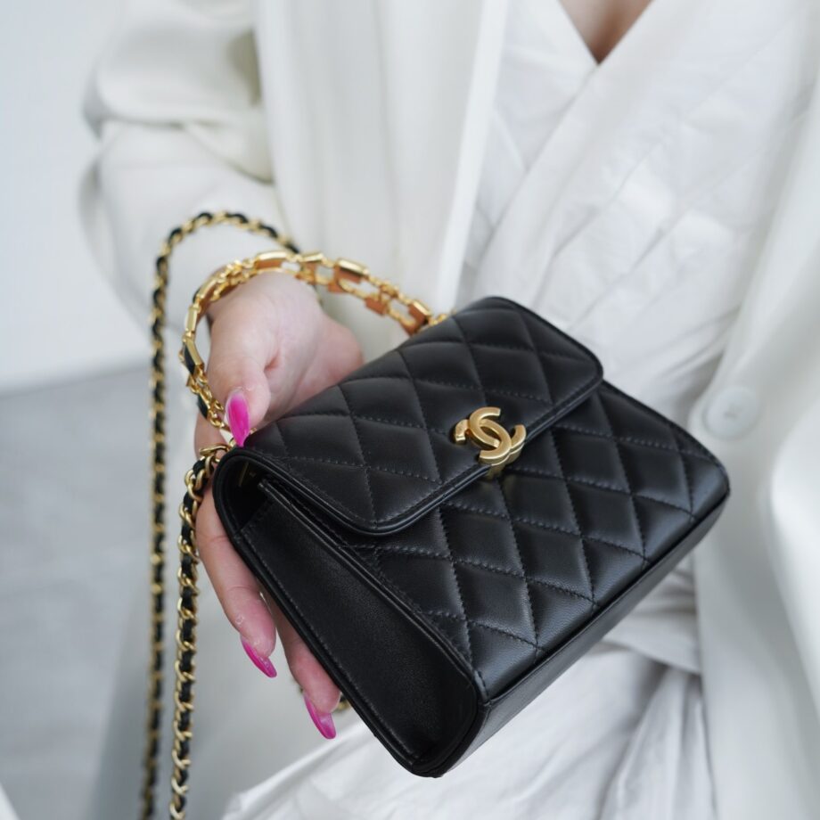 Chanel Black Medium Enamel Buckle Kelly Bag