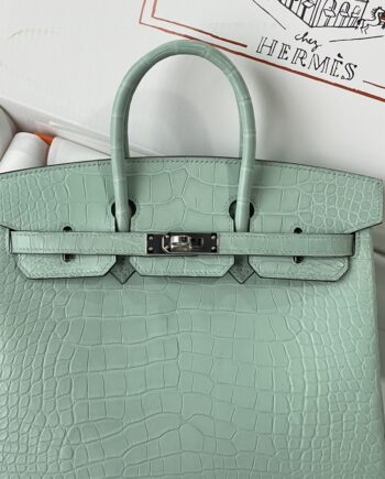 HermèS Birkin25 Mint Green Nile Crocodile Silver Hardware Handmade Sewing Birkin25