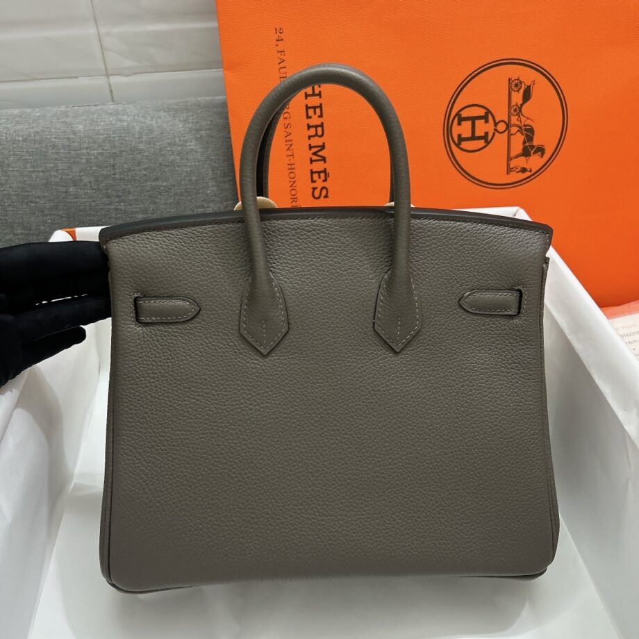 HermèS Birkin25 Gray Togo Cowhide Rose Gold Hardware Hand-Stitched Birkin25