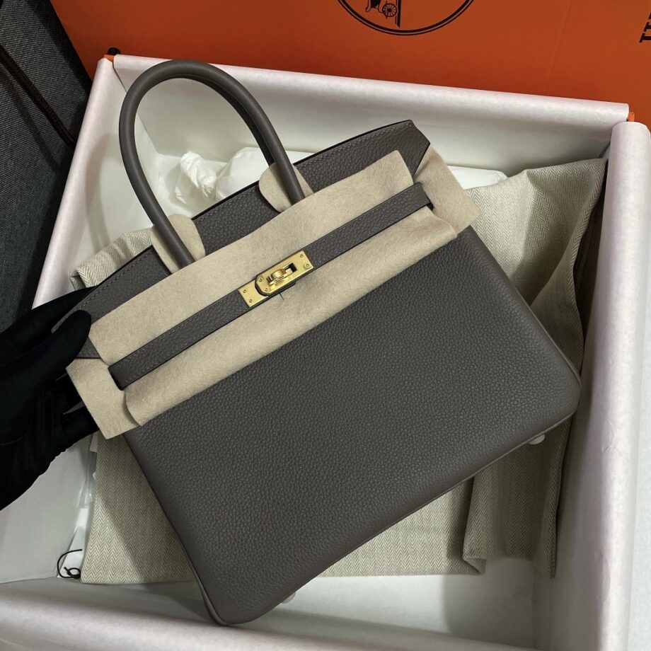 HermèS Birkin25 8F Gray Togo Leather Hand-Stitched Birkin 25