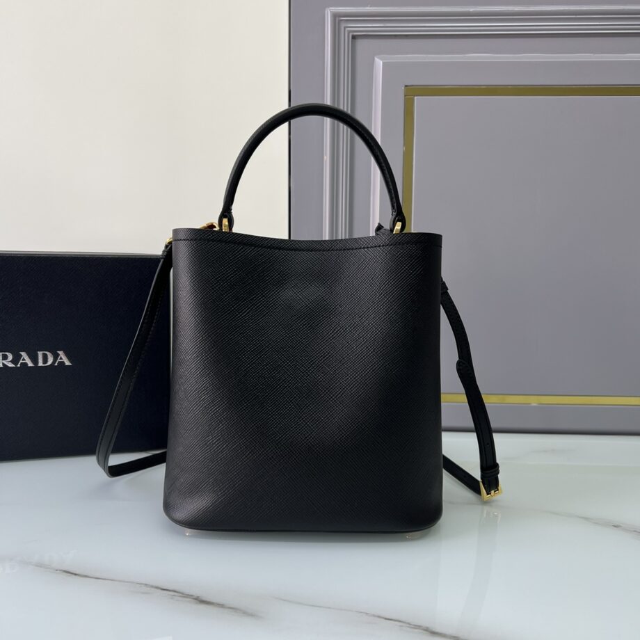 PRADA 1BA212 Black Medium Saffiano Leather Prada Panier Bag