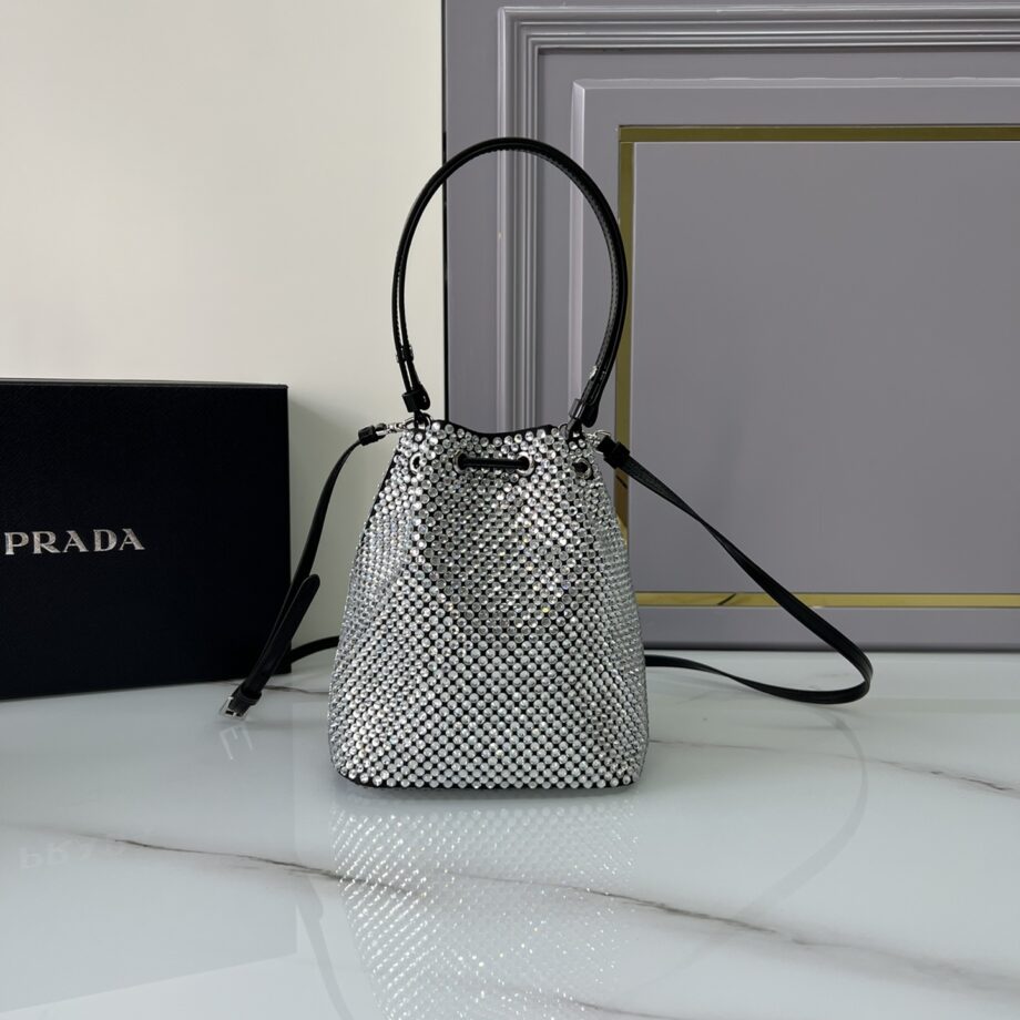 PRADA 1BE067 Satin Mini-Bag With Crystals