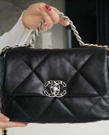 Chanel Black & Silver Hardware Italy Imported Lambskin 19 Handbag