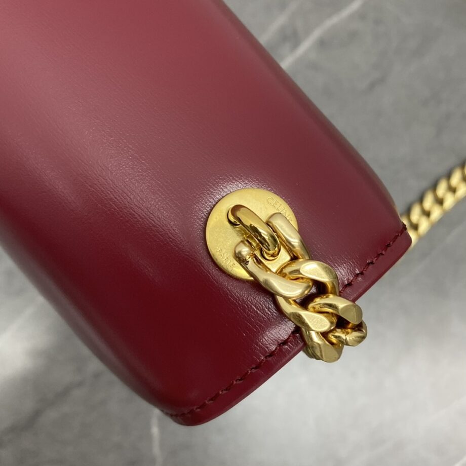 Celine 110973 Red Tea Chain Besace Triomphe In Shiny