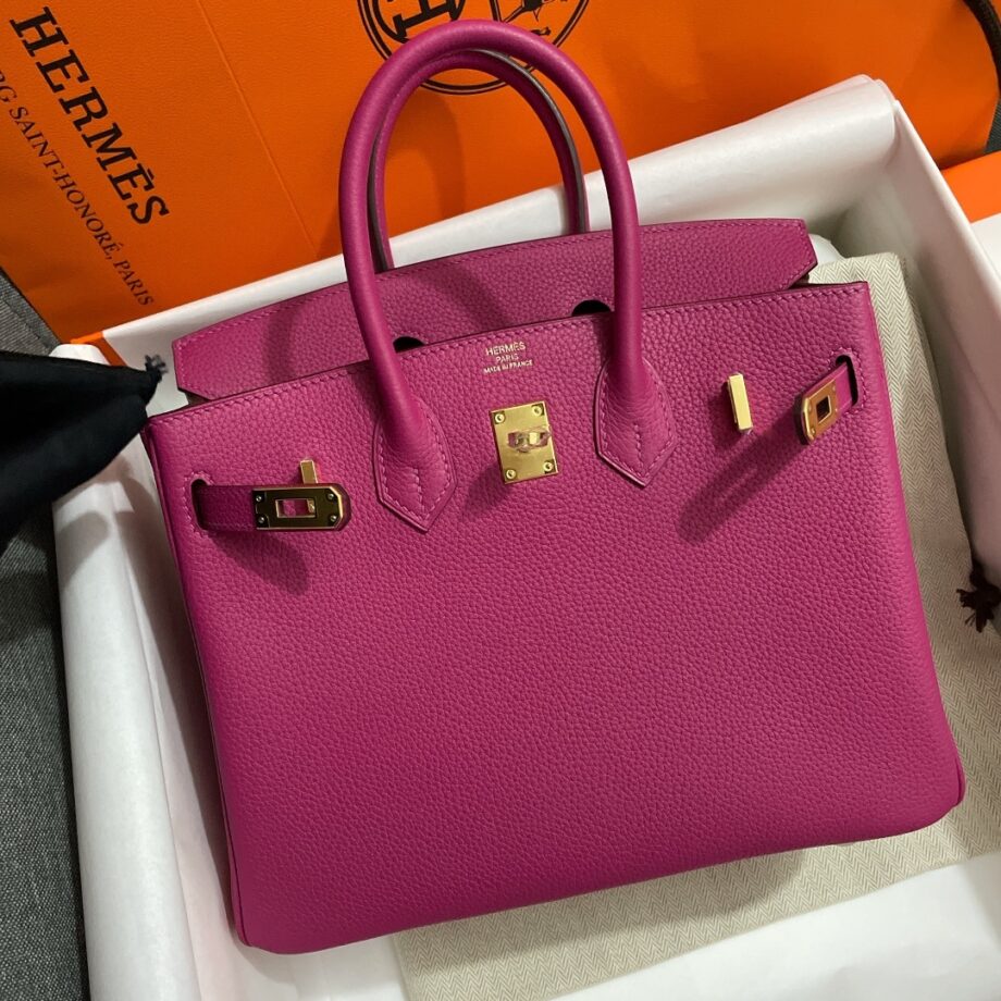 HermèS Birkin25 L3 Rose Violet Togo Cowhide Golden Hardware Handmade Birkin 25