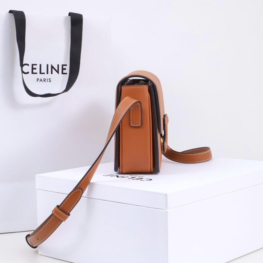 celine 199233 tan teen bag cuir triomphe in shiny calfskin