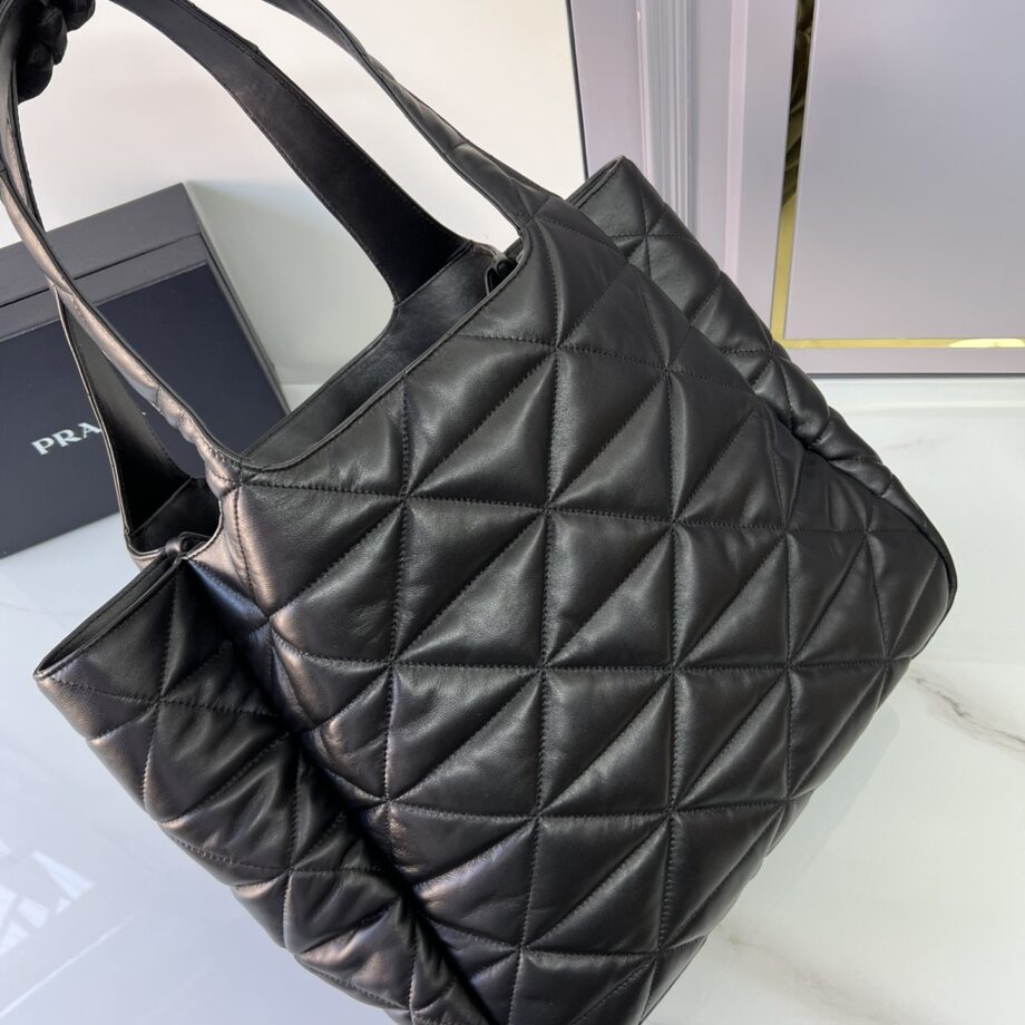 PRADA 1BG449 Large Nappa Tote Bag With Stitching