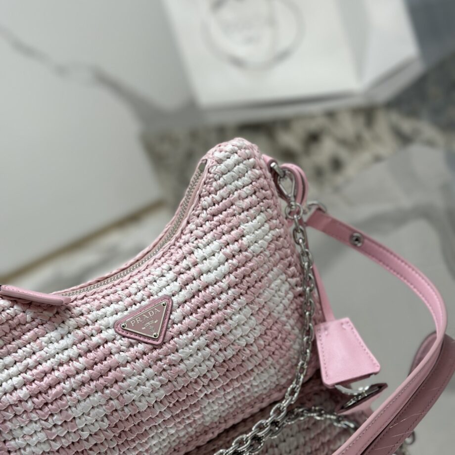 PRADA 1BC204 Raffia Hobo Woven Bag