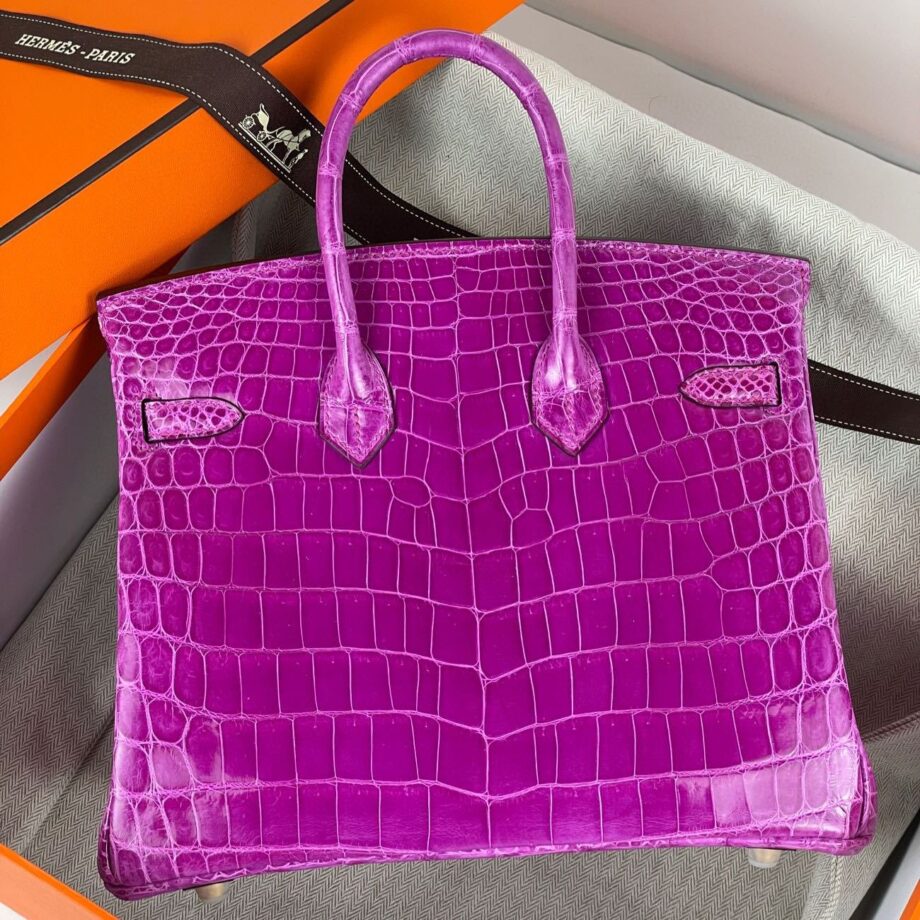 HermèS Birkin25 Purple Nile Crocodile Gold Hardware Handmade Sewing Birkin25