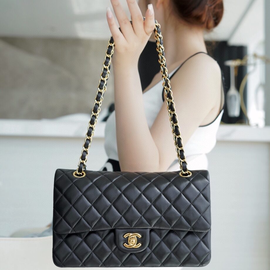 Chanel Black & Gold Hardware French Lambskin Classic Handbag