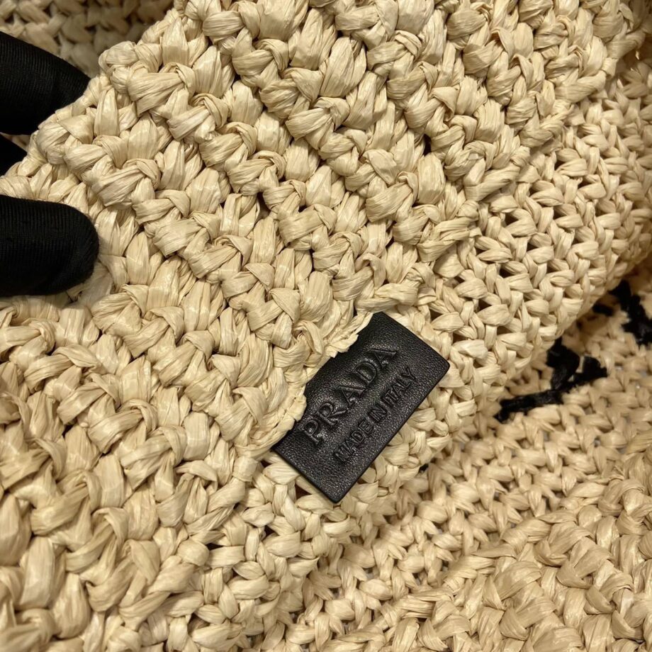 PRADA 1BG408 Raffia Tote Bag