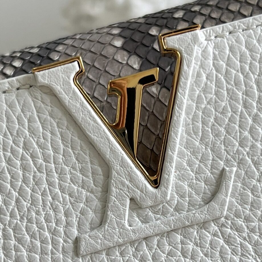 Louis Vuitton M99387 White Cowhide With Python Pattern Capucines Bb Handbag