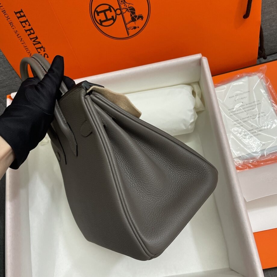 HermèS Birkin25 8F Gray Togo Leather Hand-Stitched Birkin 25