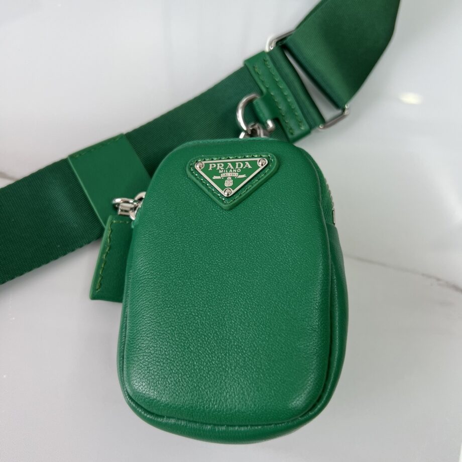 PRADA 1BH204 Green Sheepskin Hobo Bag