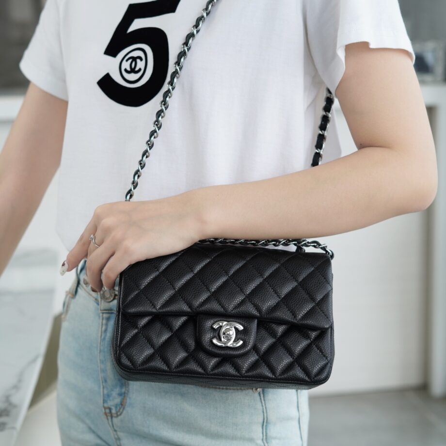 Chanel Black & Silver Hardware French Haas Grained Cowhide Mini Flap Bag