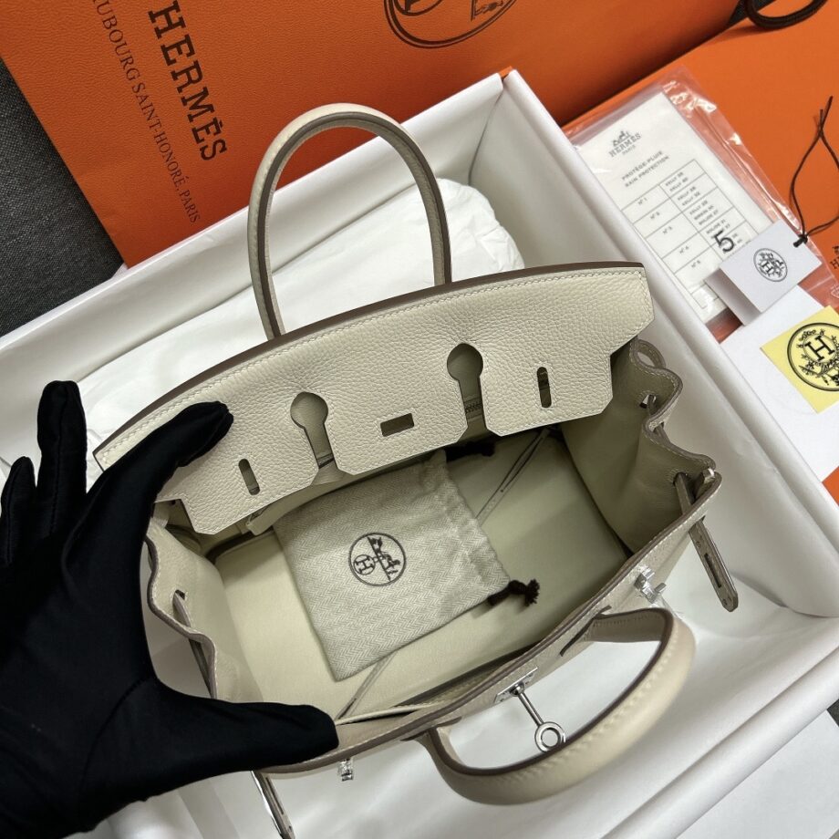 HermèS Birkin25 Milkshake White Togo Cowhide Handmade Sewing Birkin25