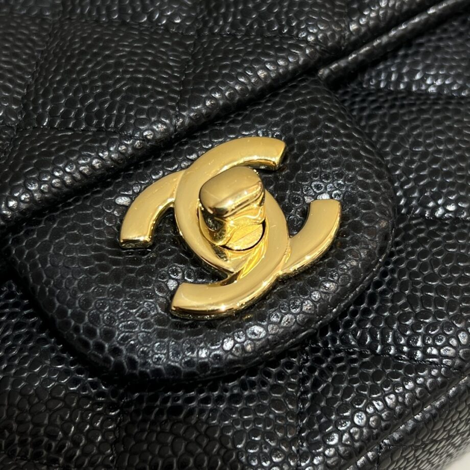 Chanel Classic Large Mini Black Grain Flap Bag