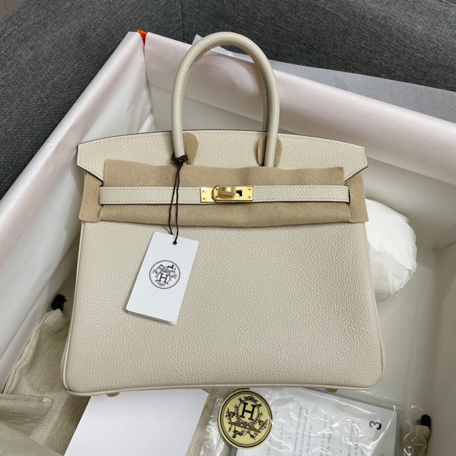 HermèS Birkin25 Milkshake White Togo Cowhide Handmade Sewing Birkin25