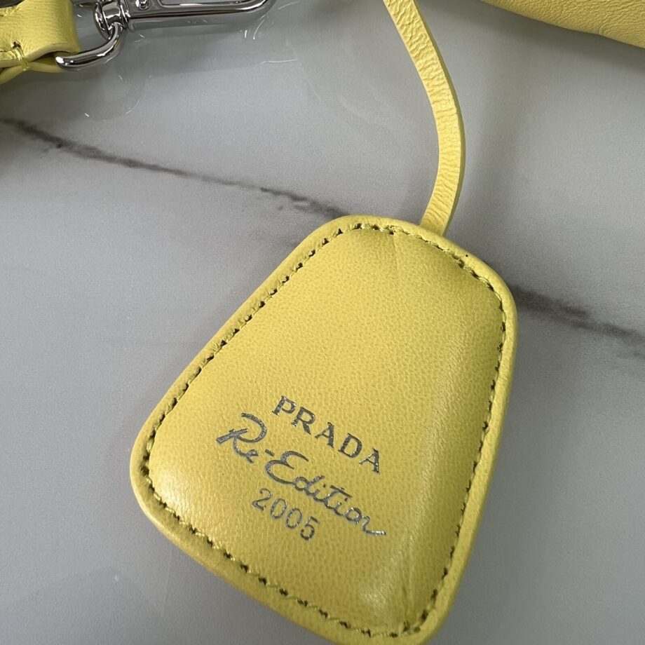 PRADA 1BH204 Yellow Sheepskin Hobo Bag