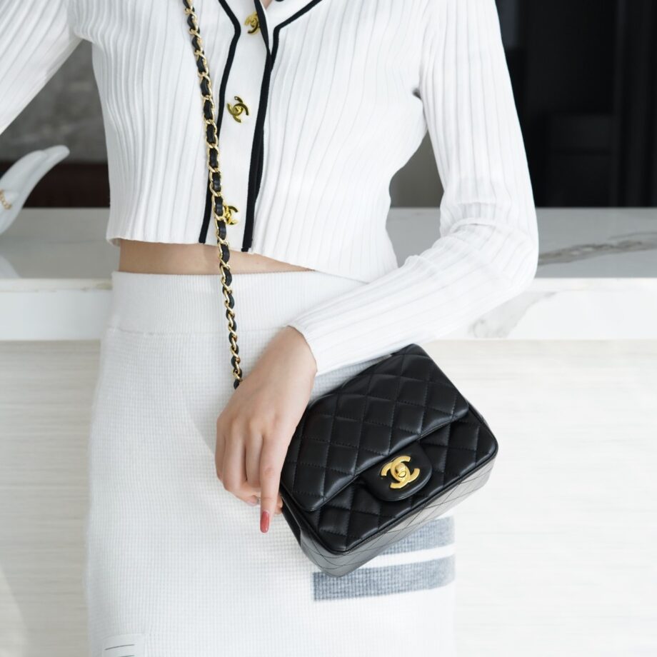 Chanel Black & Gold Hardware French Imported Lambskin Mini Flap Bag