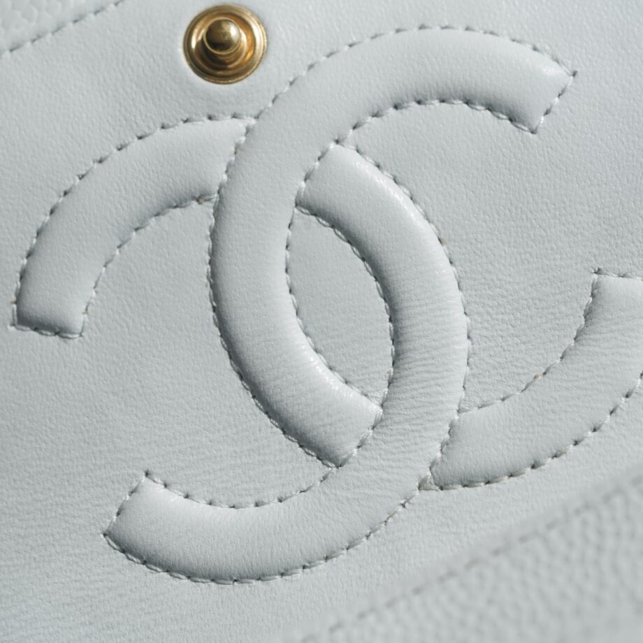 Chanel White & Gold Hardware Italian Cowhide Classic Handbag