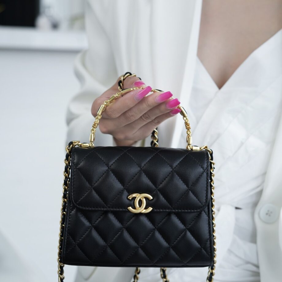 Chanel Black Medium Enamel Buckle Kelly Bag