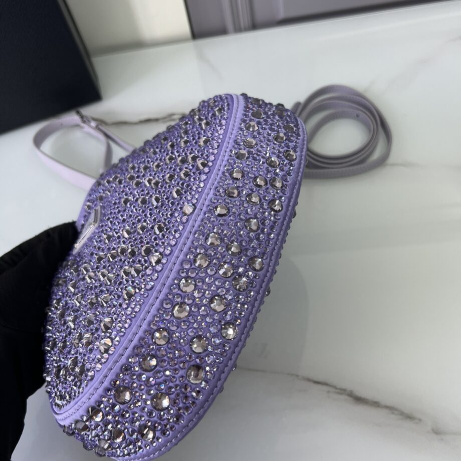 PRADA 1BC169 Purple Cleo Satin Bag With Crystals