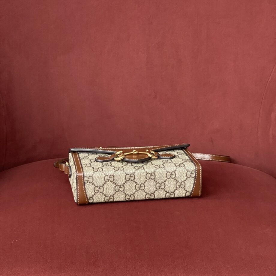 gucci 699296 beige and ebony gg supreme canvas horsebit 1955 mini bag