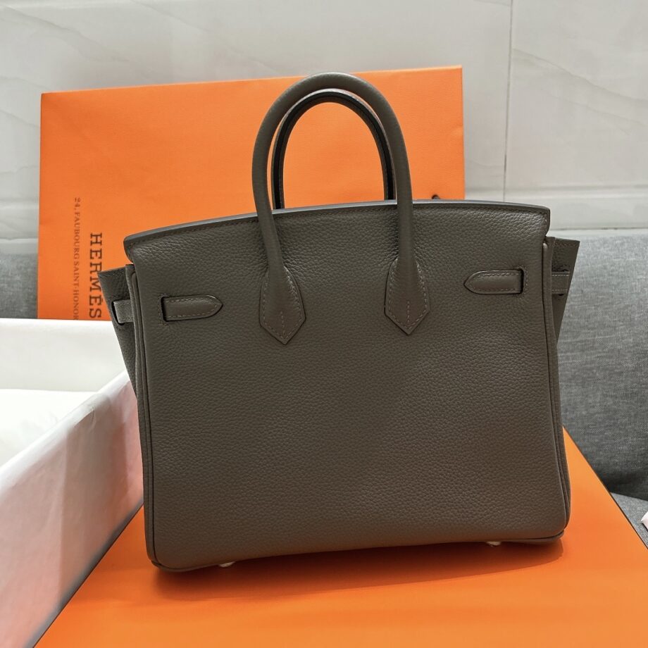 HermèS Birkin25 Gray Togo Cowhide Rose Gold Hardware Hand-Stitched Birkin25