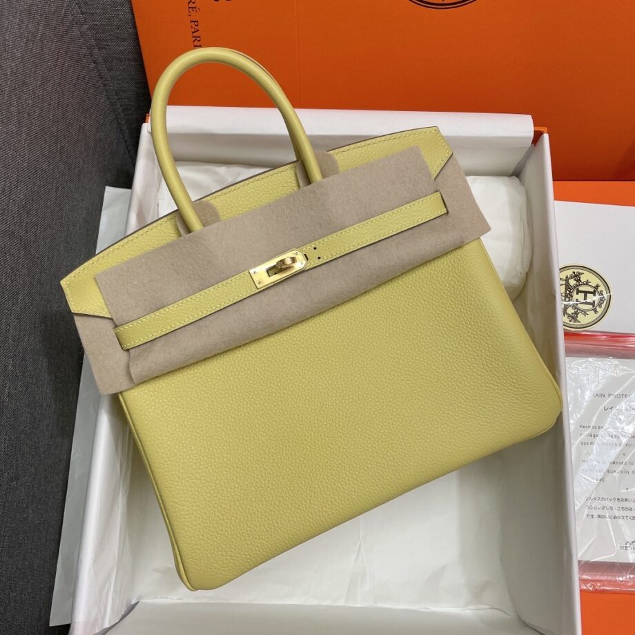 HermèS Birkin25 Yellow Togo Leather Hand-Stitched Birkin 25