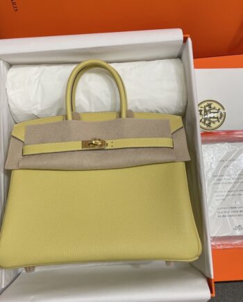 HermèS Birkin25 Yellow Togo Leather Hand-Stitched Birkin 25