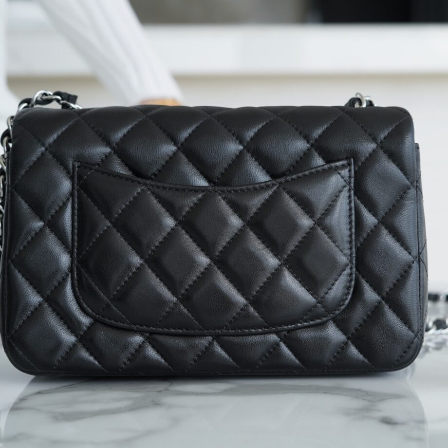 Chanel Black & Silver Hardware French Imported Lambskin Mini Flap Classic Handbag