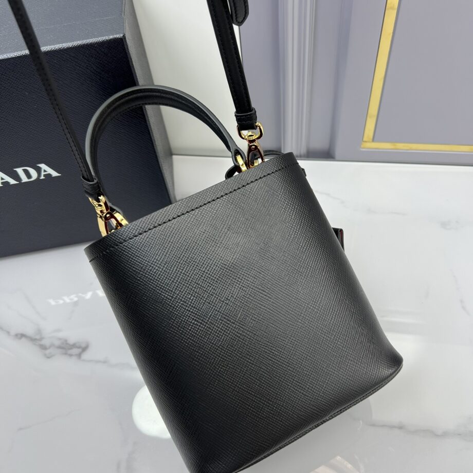 PRADA 1BA217 Black Small Saffiano Leather Prada Panier Bag