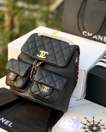 chanel black medium backpack