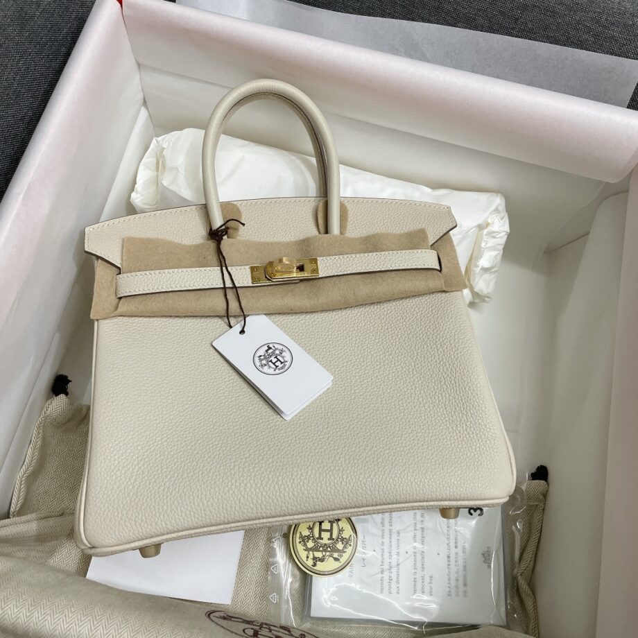 HermèS Birkin25 Milkshake White Togo Cowhide Handmade Sewing Birkin25