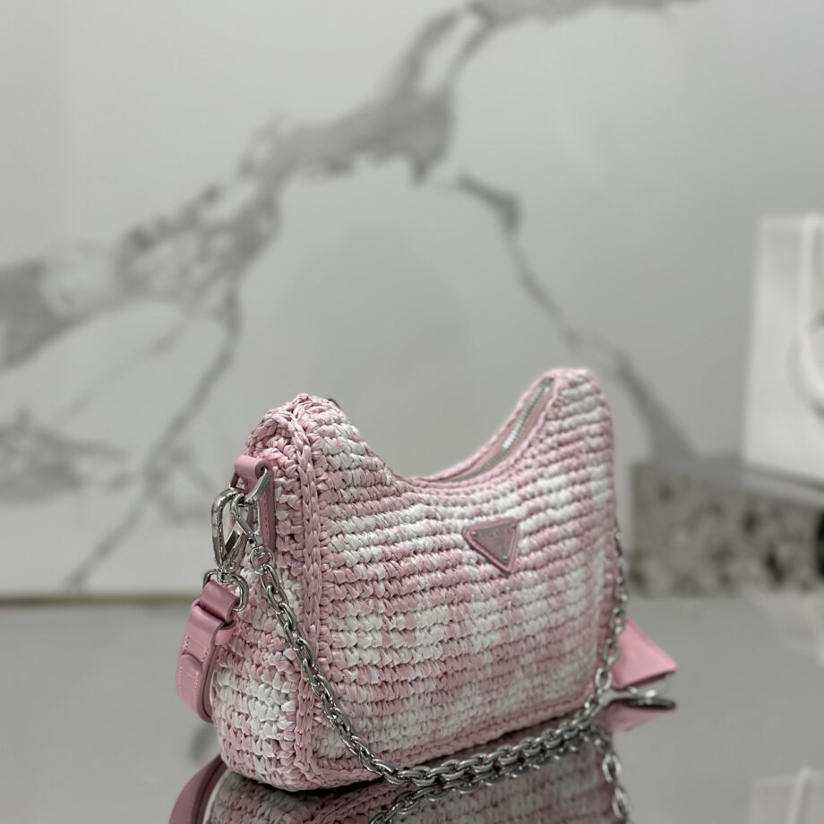 PRADA 1BC204 Raffia Hobo Woven Bag