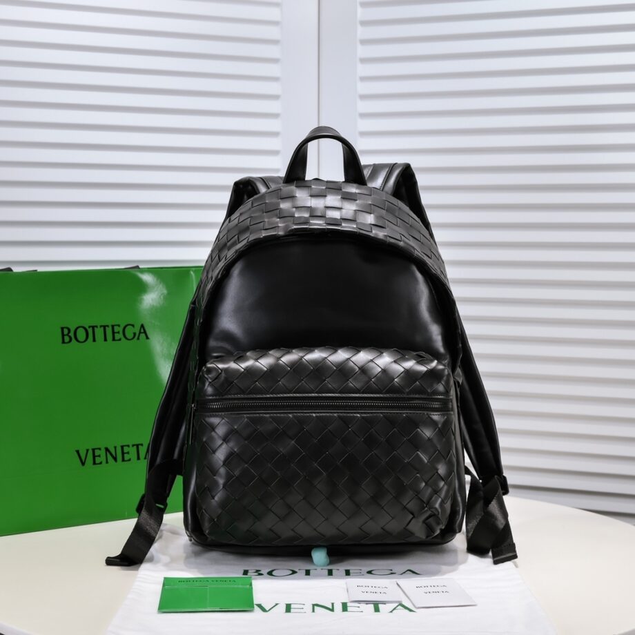 Bottega Veneta 6619 Black Woven Backpack