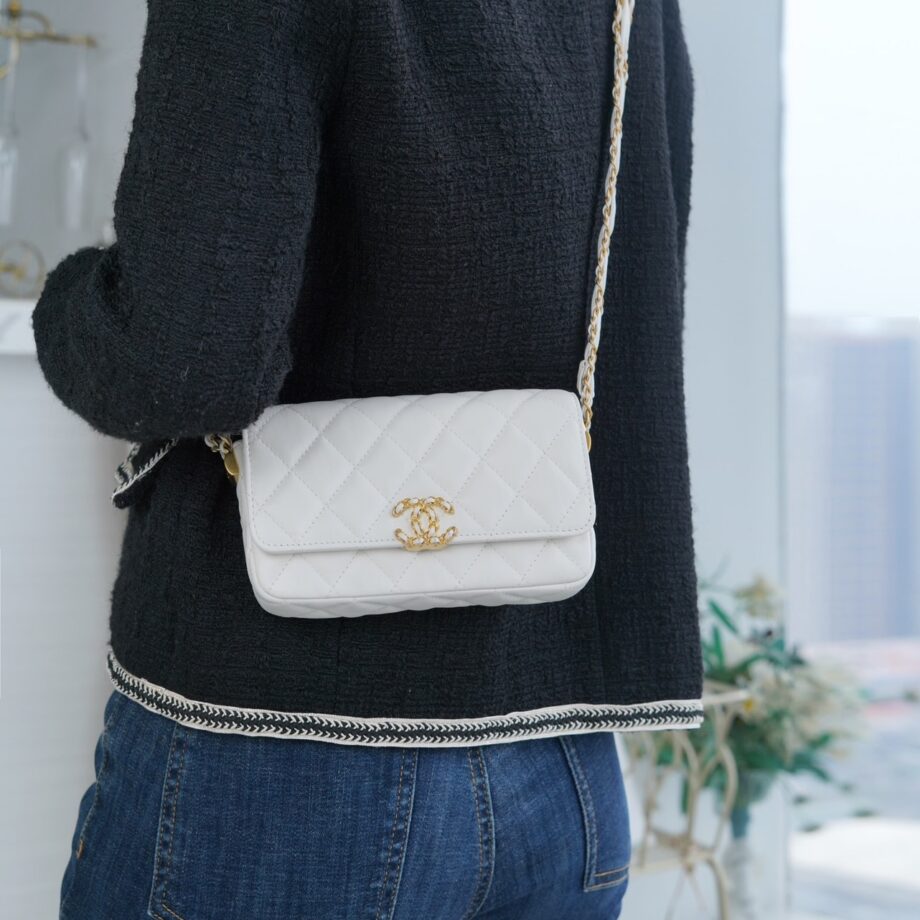 Chanel 19 White Baguette Bag