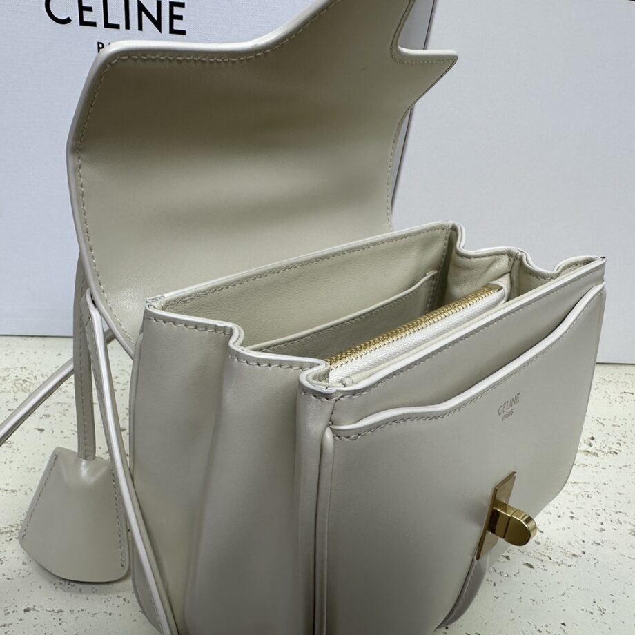 Celine 197983 White Mini 16 In Satinated Calfskin