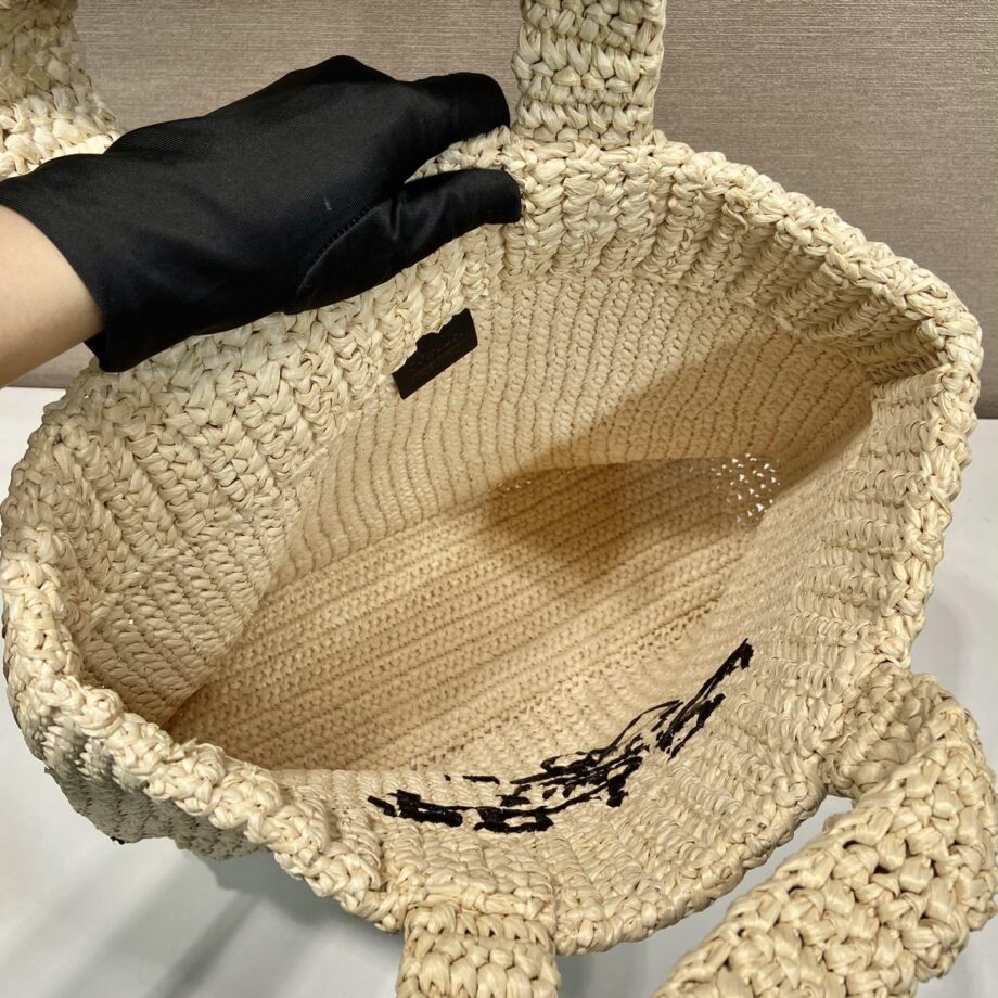 PRADA 1BG408 Raffia Tote Bag