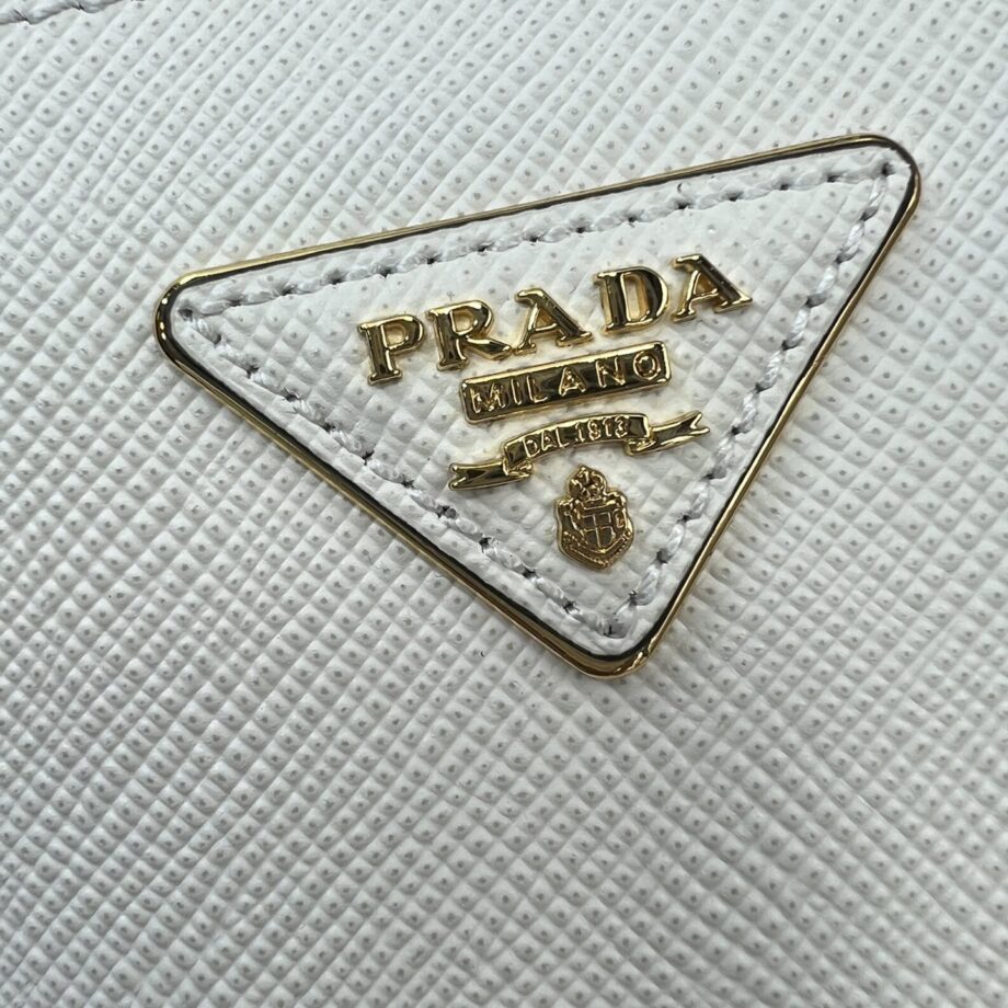 PRADA 1BA217 White Small Saffiano Leather Prada Panier Bag