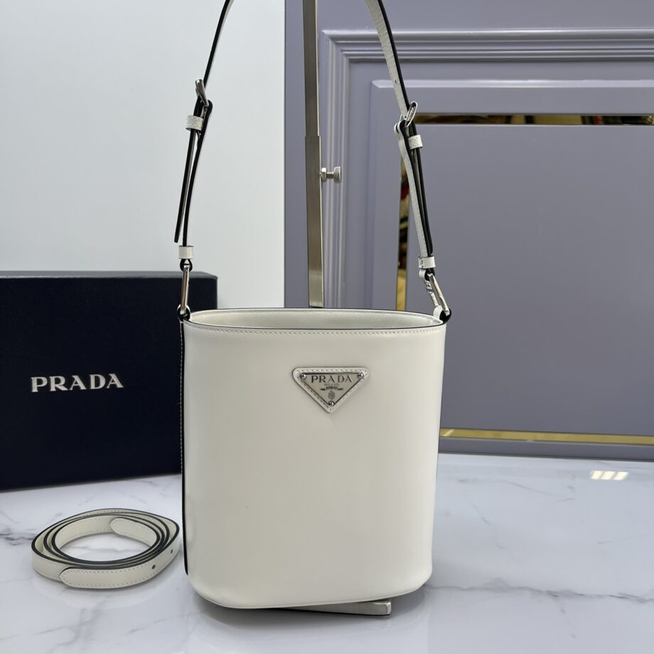 PRADA 1BE059 White New Bucket Bag