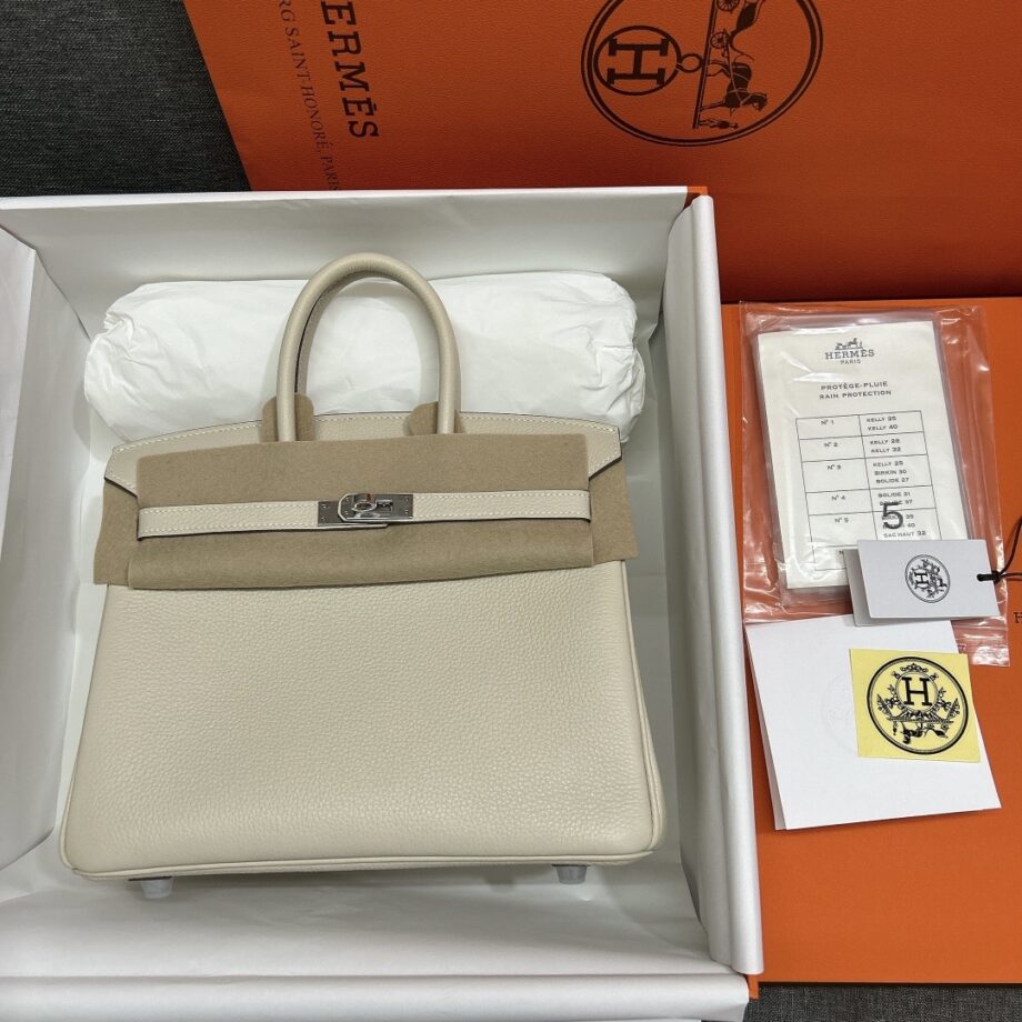 HermèS Birkin25 Milkshake White Togo Cowhide Handmade Sewing Birkin25