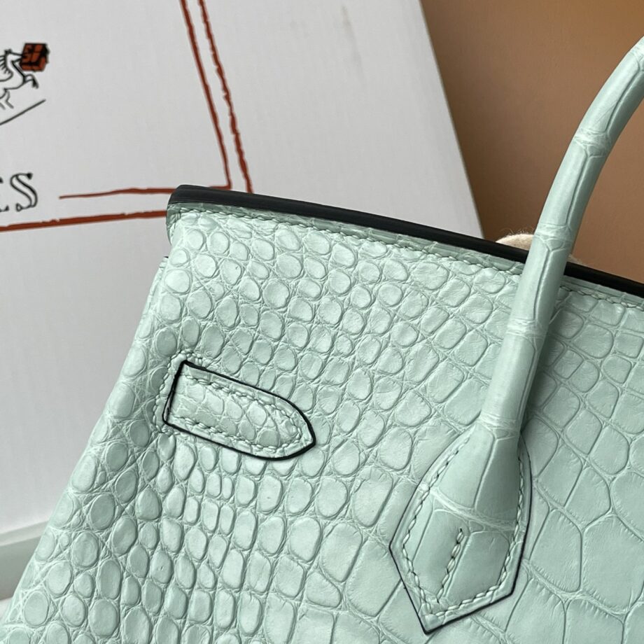 HermèS Birkin25 Mint Green Nile Crocodile Silver Hardware Handmade Sewing Birkin25