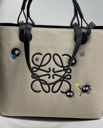 loewe qianhe qianxun joint name loewe series embroidered printed tote bag