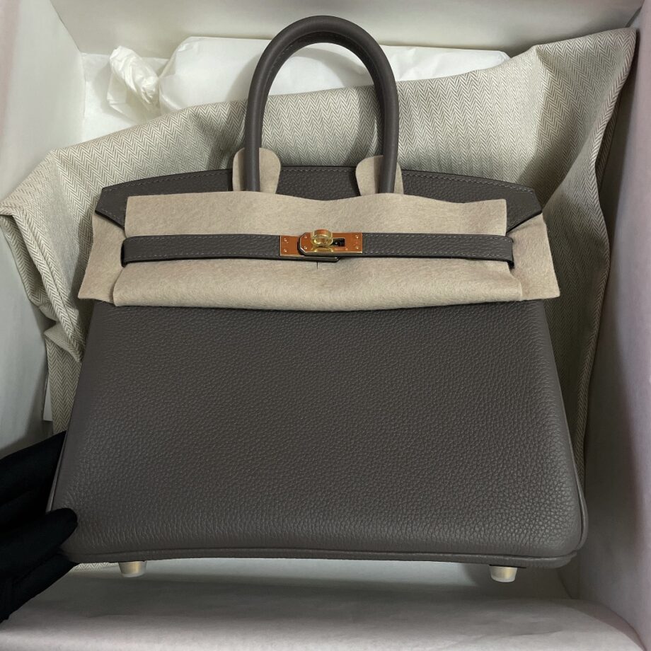 HermèS Birkin25 8F Gray Togo Leather Hand-Stitched Birkin 25